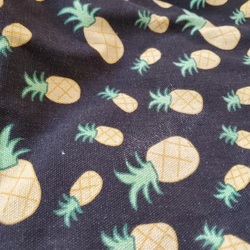 Large Pineapple Print Canvas Tote Bag Lined